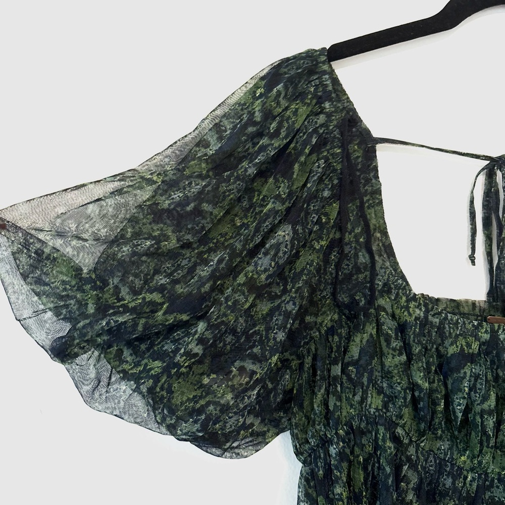Free People Green and Blue Penelope Top | Size S | Cottagecore | Babydoll - Picture 6 of 11
